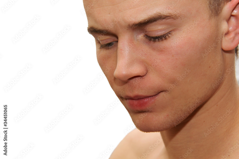 Fototapeta premium young man eating red caviar