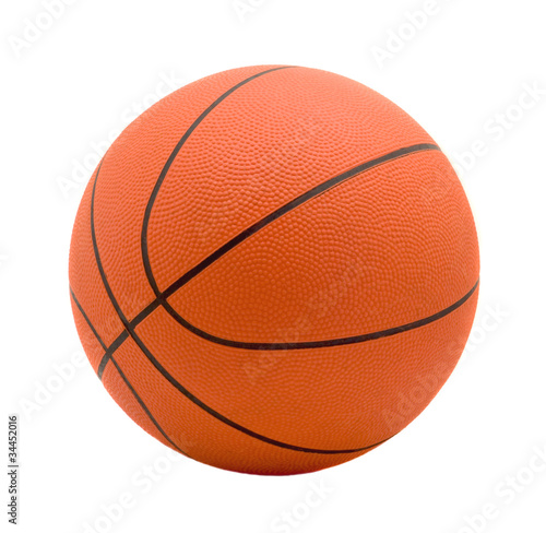 Ball for game in basketball of orange on white background
