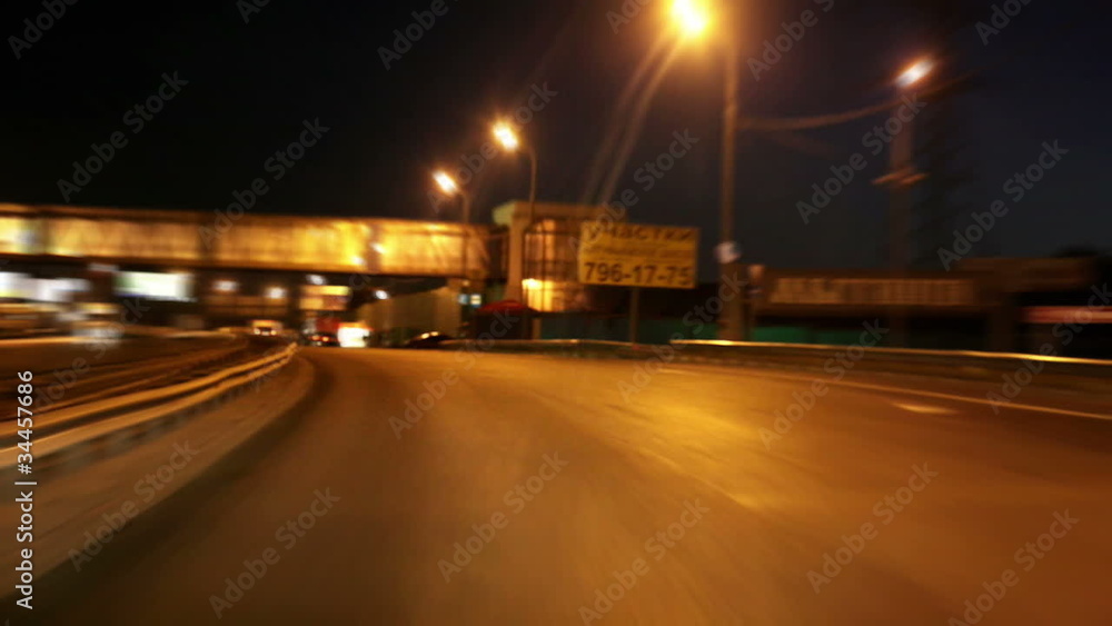 Night city road. Fast motion effect. Night city road. Fast motion effect.