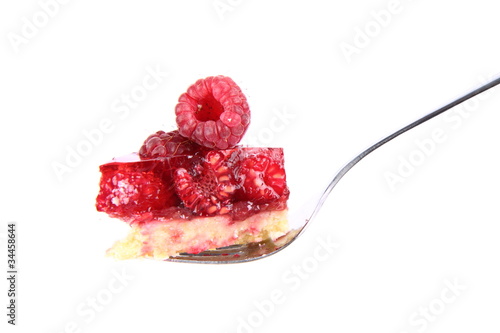Raspberry Tart - a bite on a fork
