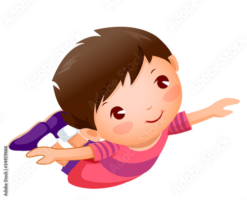 Side view of boy flying