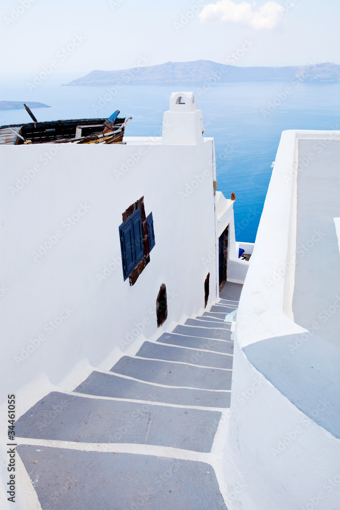 Fototapeta Steps in Thira, Santorini, Greece