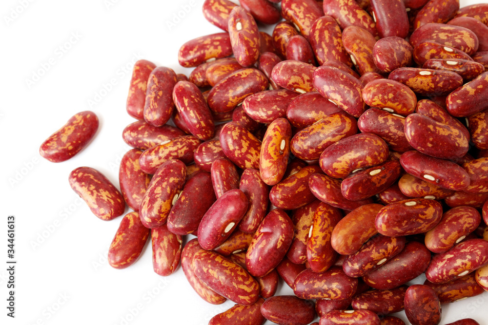 dried red beans on white background