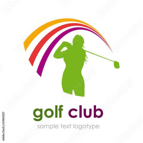 Logo woman play Golf # Vector