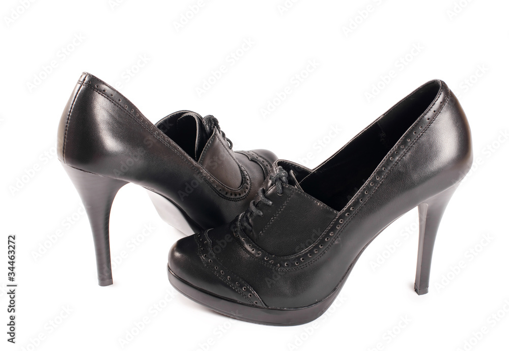 Black female shoes isolated on white Black female shoes isolated on white