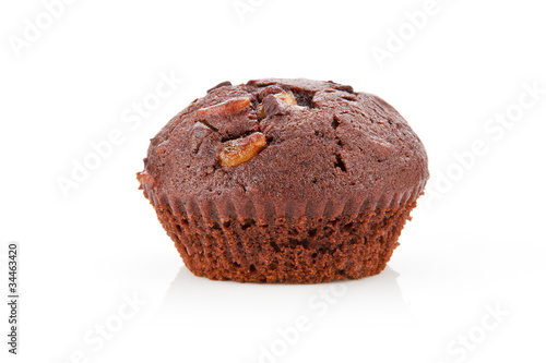 Chocolate muffin isolated.