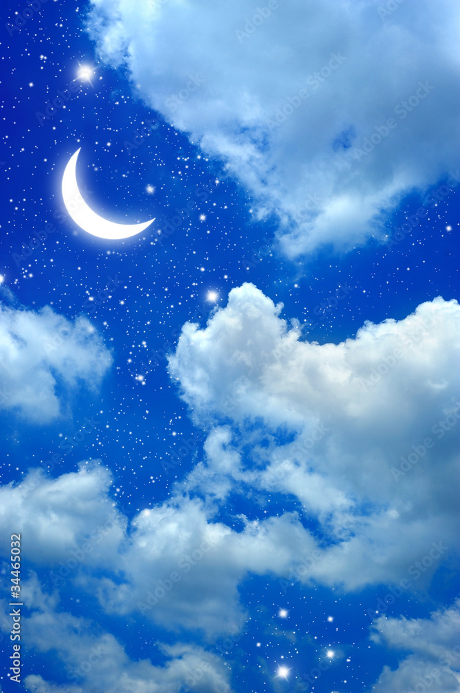 Fototapeta premium moon and star in The night sky