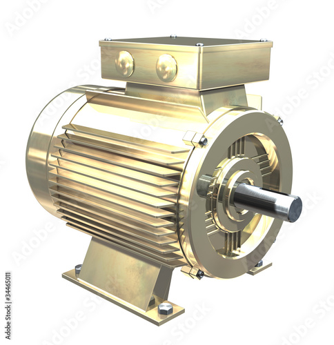 A gold electric motor on white background