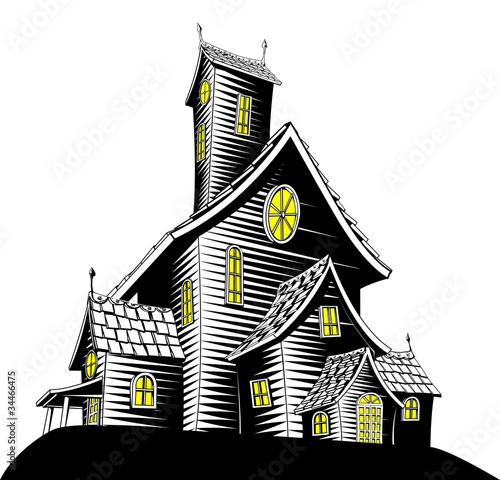Scary haunted house illustr...