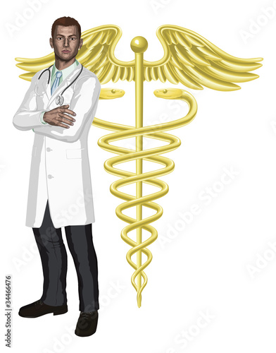 Doctor and caduceus symbol illustration