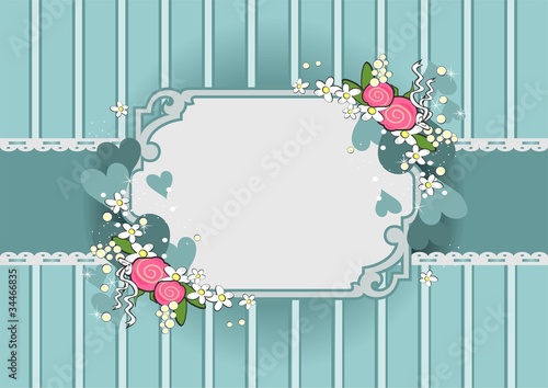 Frame  turquoise flowers oz