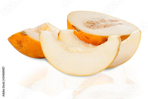 sliced melon isolated on white background