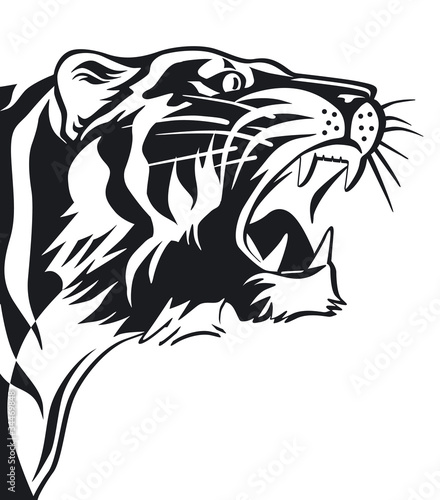 Tiger Zeichen schwarz auf weiß
