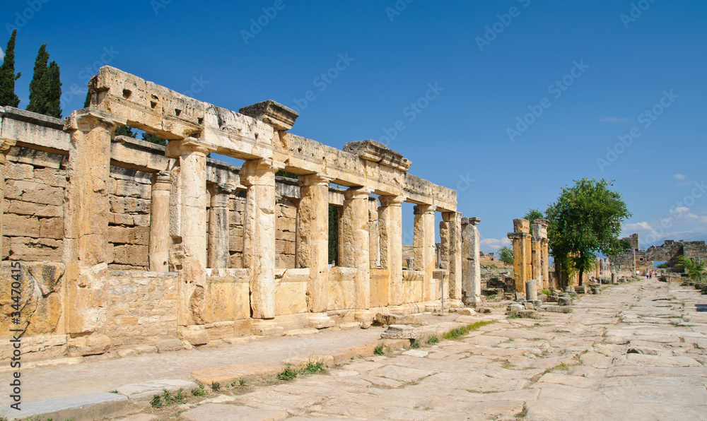 ruins of ancient city Hierapolis in Turkey