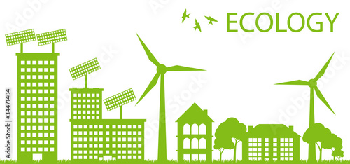 Ecology city and elements background vector concept