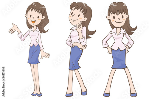 女性の全身ポーズ3パターン