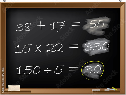 Blackboard with math excercises