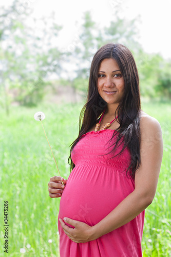portrait of a pregnant girl outdoors