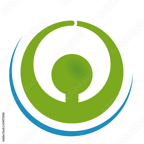 Signet Mensch und Umwelt mit Baum und Wasser