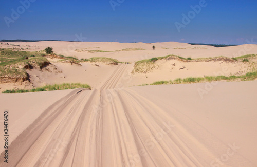 Drive through sand dunes near Lake Michigan