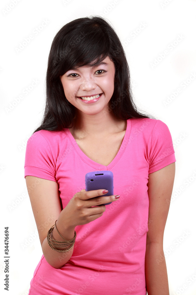 Mobile phone in woman hand