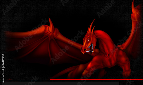 dragon red on black