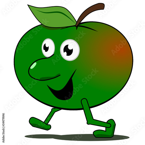 Walking apple isolated on a white background