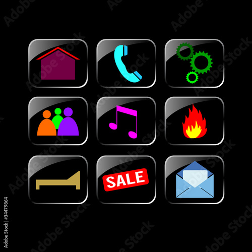icon set color on black background illustration