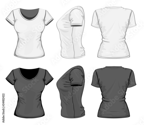 Vector. Women's t-shirt design template. No mesh.