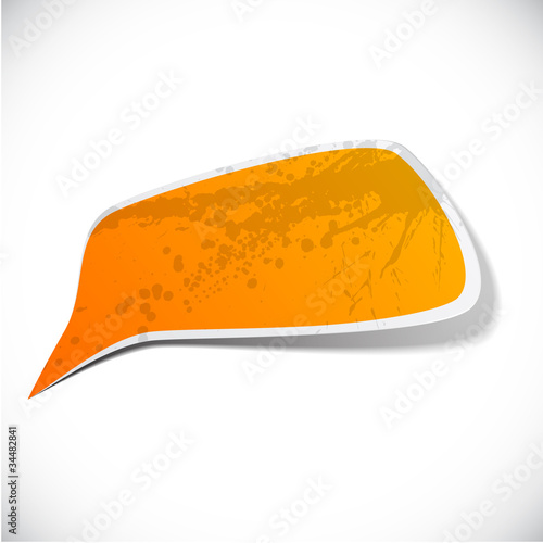 Orange grunge speech label design.