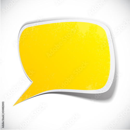 Yellow grunge speech label design.