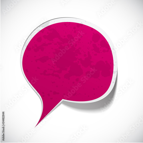 Fuchsia grunge speech label design.