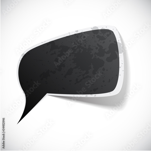 Black grunge speech label design.