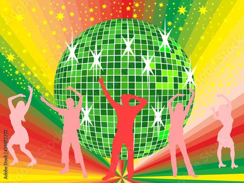 Menschen vor Discokugel
