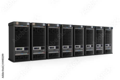 3d row of server racks