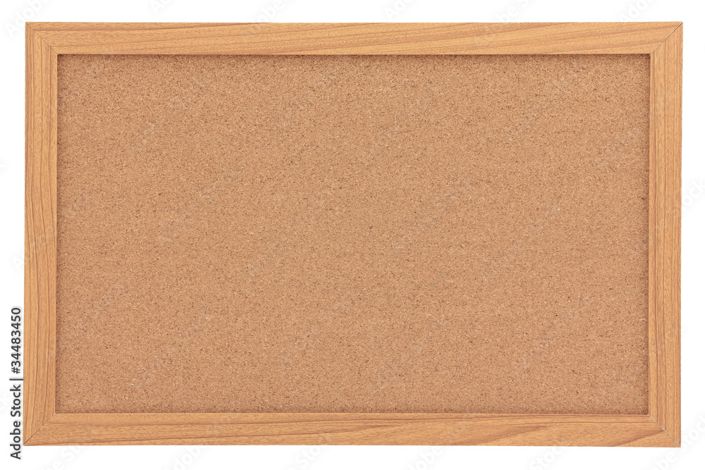 Fototapeta premium Blank Cork Notice Board with Frame Isolated on White