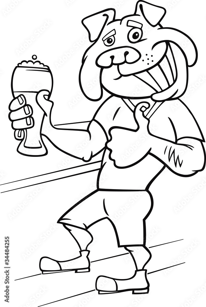 Obraz premium bulldog man with glass of beer