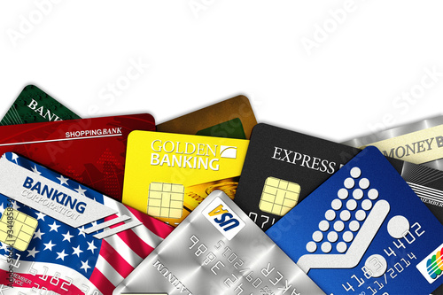 Fake credit cards with clipping path