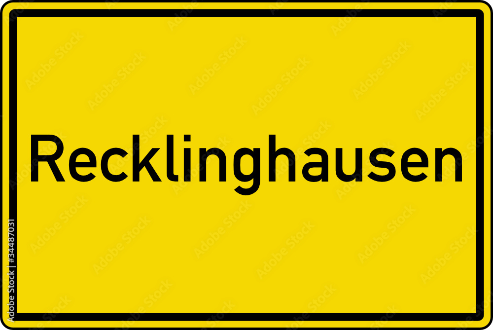 Recklinghausen Ortstafel Ortseingang Schild Verkehrszeichen Recklinghausen Ortstafel Ortseingang Schild Verkehrszeichen