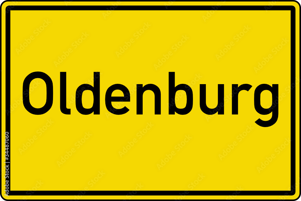 Oldenburg Ortstafel Ortseingang Schild Verkehrszeichen Stock Vector