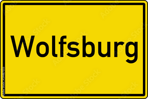 Wolfsburg Ortstafel Ortseingang Schild Verkehrszeichen