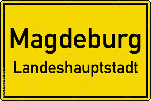 Magdeburg Ortstafel Ortseingang Schild Verkehrszeichen