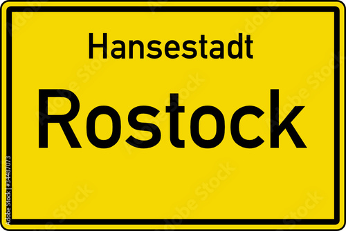 Rostock Ortstafel Ortseingang Schild Verkehrszeichen