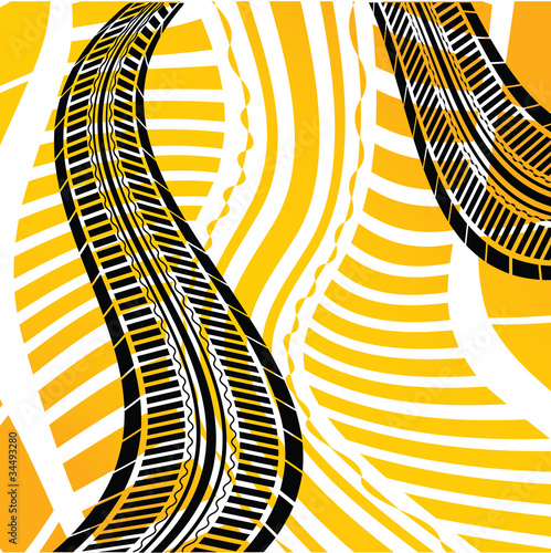 Yellow grunge tire track background
