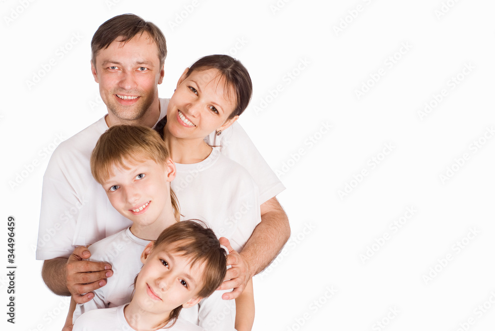 pretty family on white