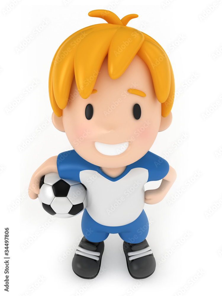 3D Render of Kid holding Soccer Ball 3D Render of Kid holding Soccer Ball