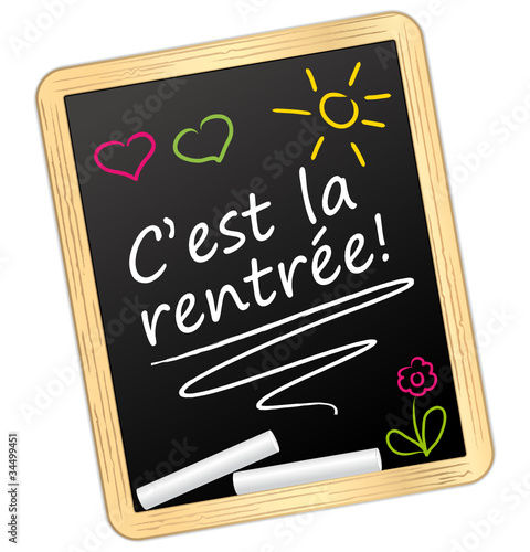 C'est la rentrée ! Ardoise cadre en bois.