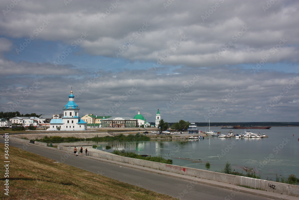 Russia, Cheboksary. View of Assumption Church and the River.