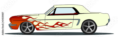 Legendary sports car with classical flames
