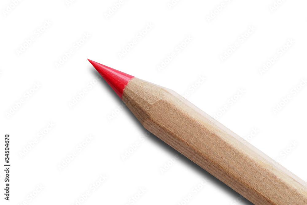 Red pencil on white background